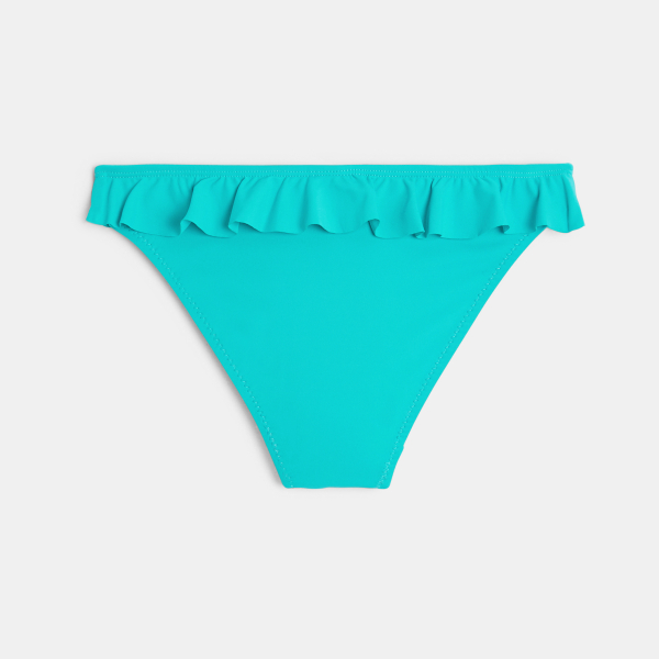 سروال سباحة بكشكشة سادة باللون الأزرق الفيروزي للفتيات